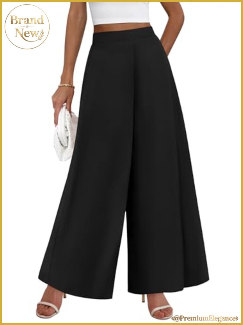 KIRUNDO Women's High Waist Wide Leg Palazzo Pants Flowy Trousers